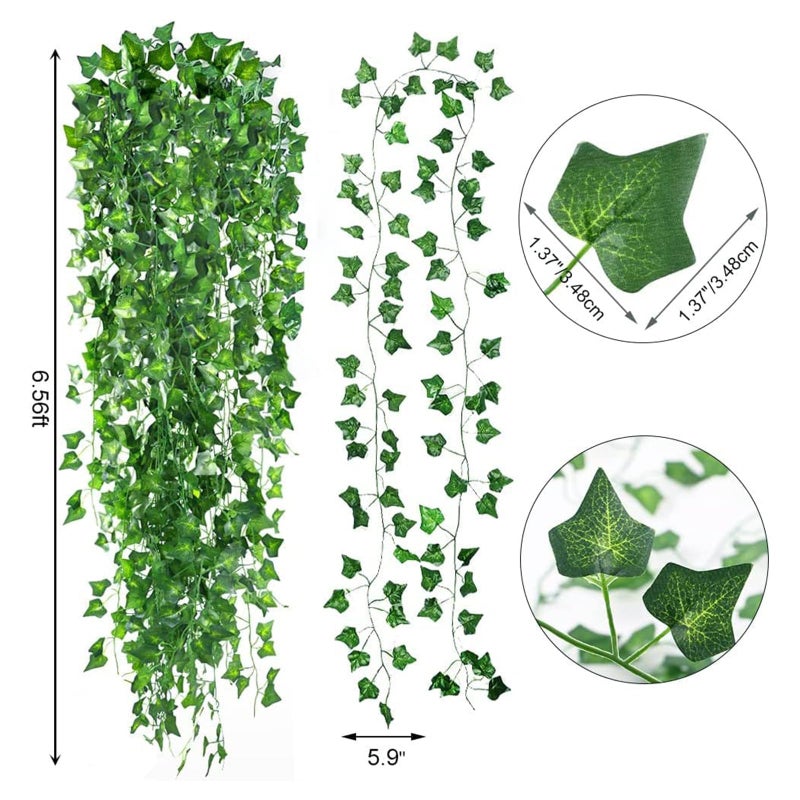 CEWOR 14 Pack 98 Feet Fake Ivy Leaves Artificial Garland Greenery Hanging Plant Vine for Bedroom Wall Decor Wedding Party Room Aesthetic Stuff - Image 2